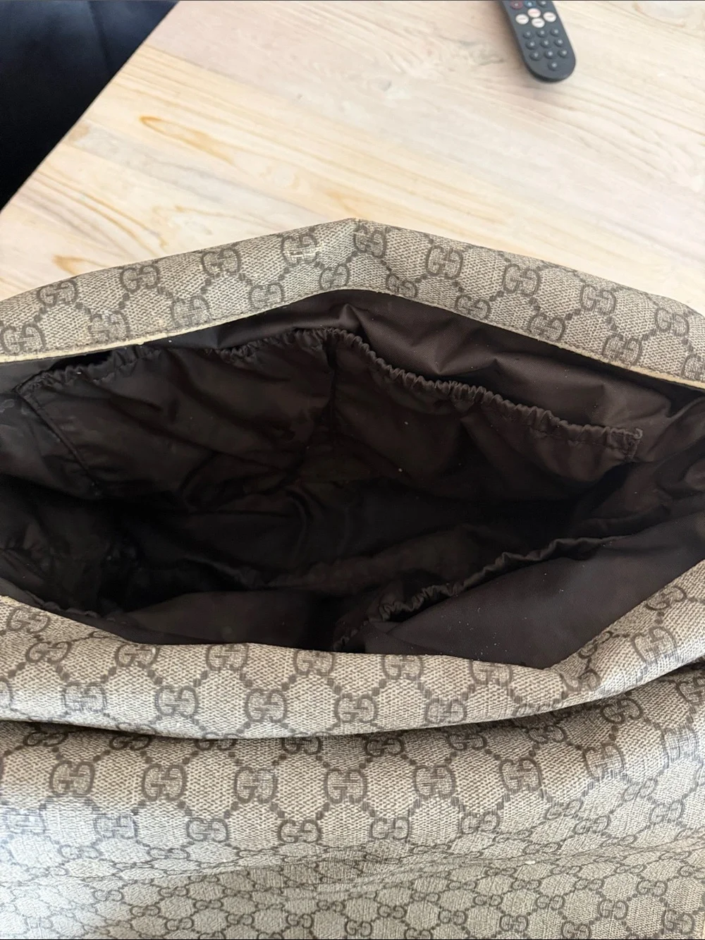 Designer-Style Beige Monogram Messenger Bag